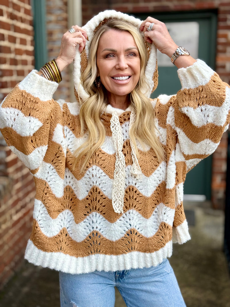 Boho Knit Poncho Hoodie