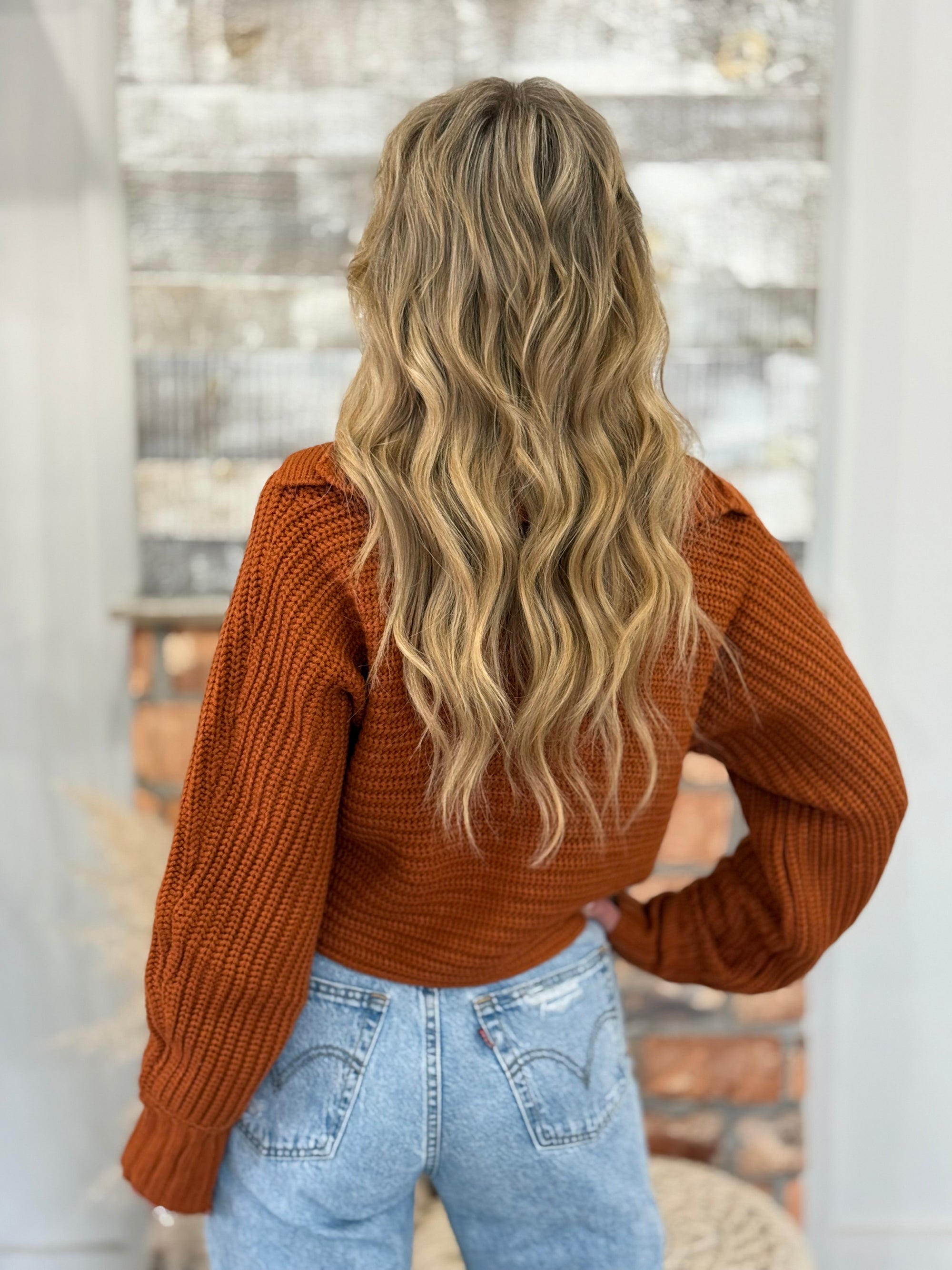 Wide Collared Sweater | Rust