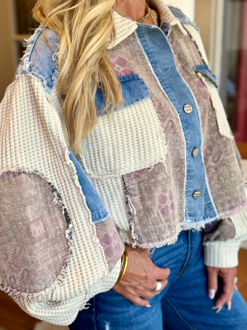 Paisley Mixed Fabric Jacket