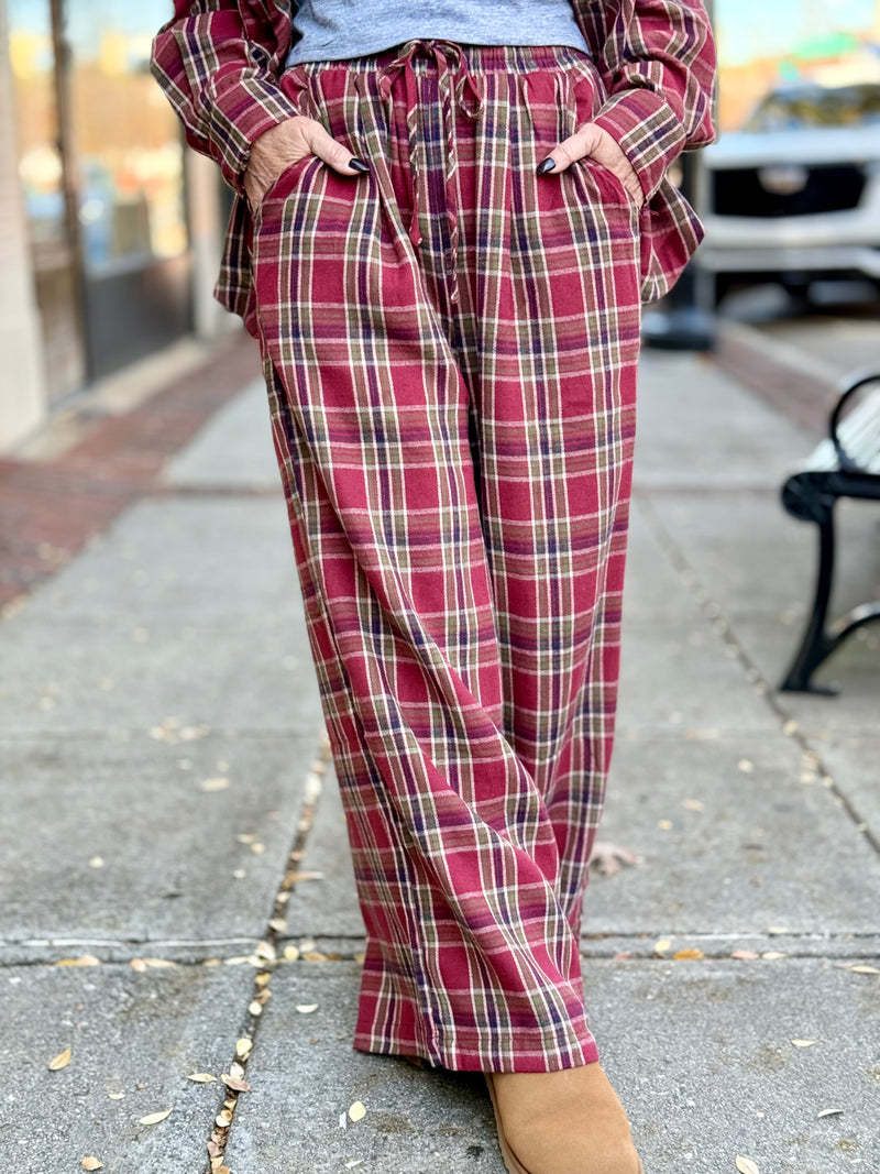 Plaid Wide Leg Pants