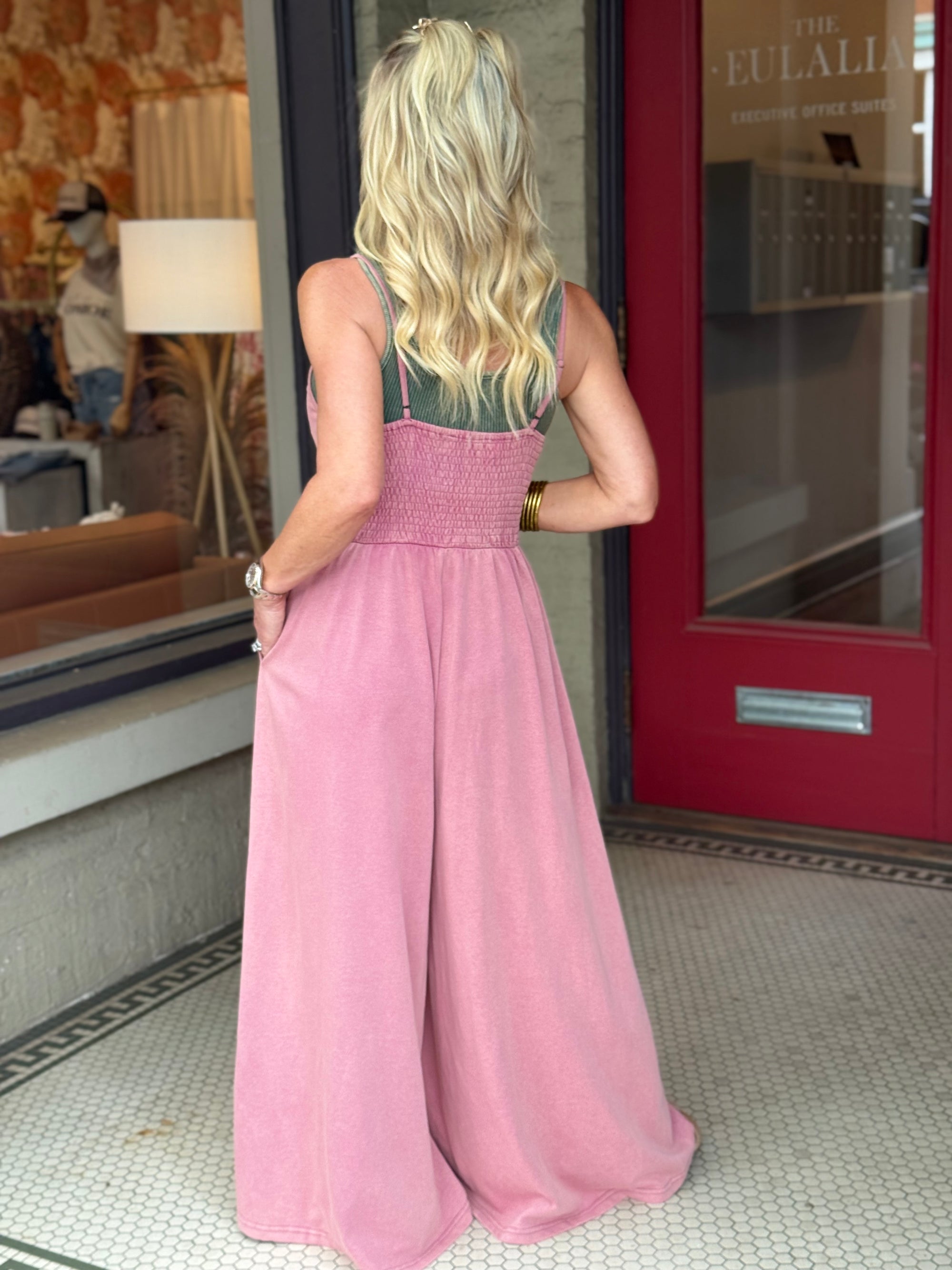 Smocked Wide Leg Jumpsuit