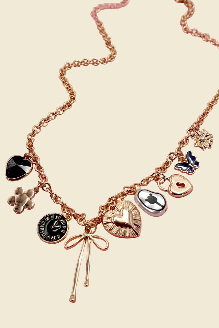 Bow Multi Charm Necklace