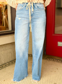 Raw Hem Wide Leg Jeans
