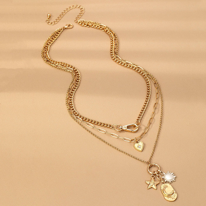 Star + Moon Charm Necklace