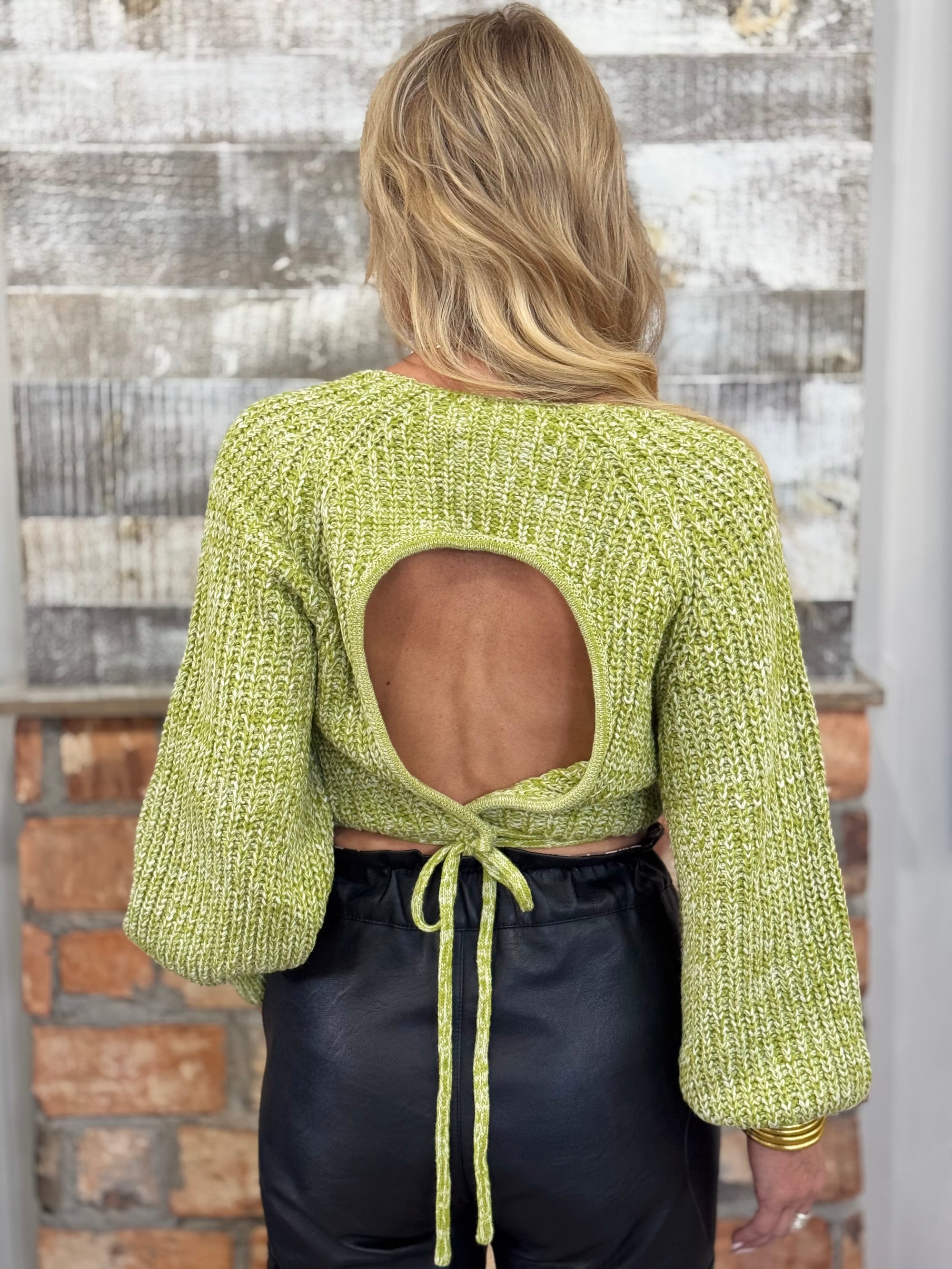 Cropped Open Back Sweater