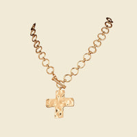 Hammered Cross Toggle Necklace