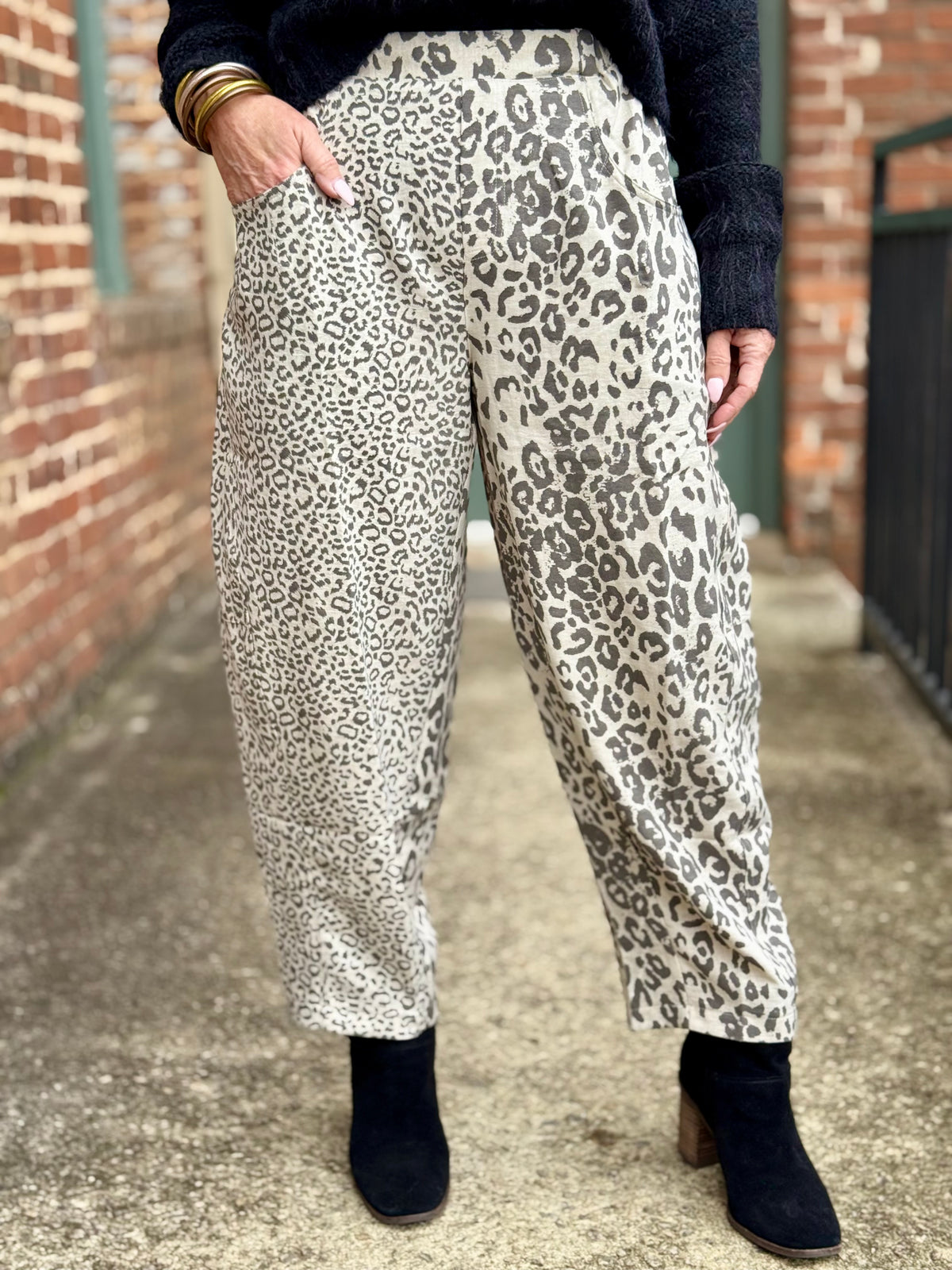 Leopard Pull On Barrel Pants