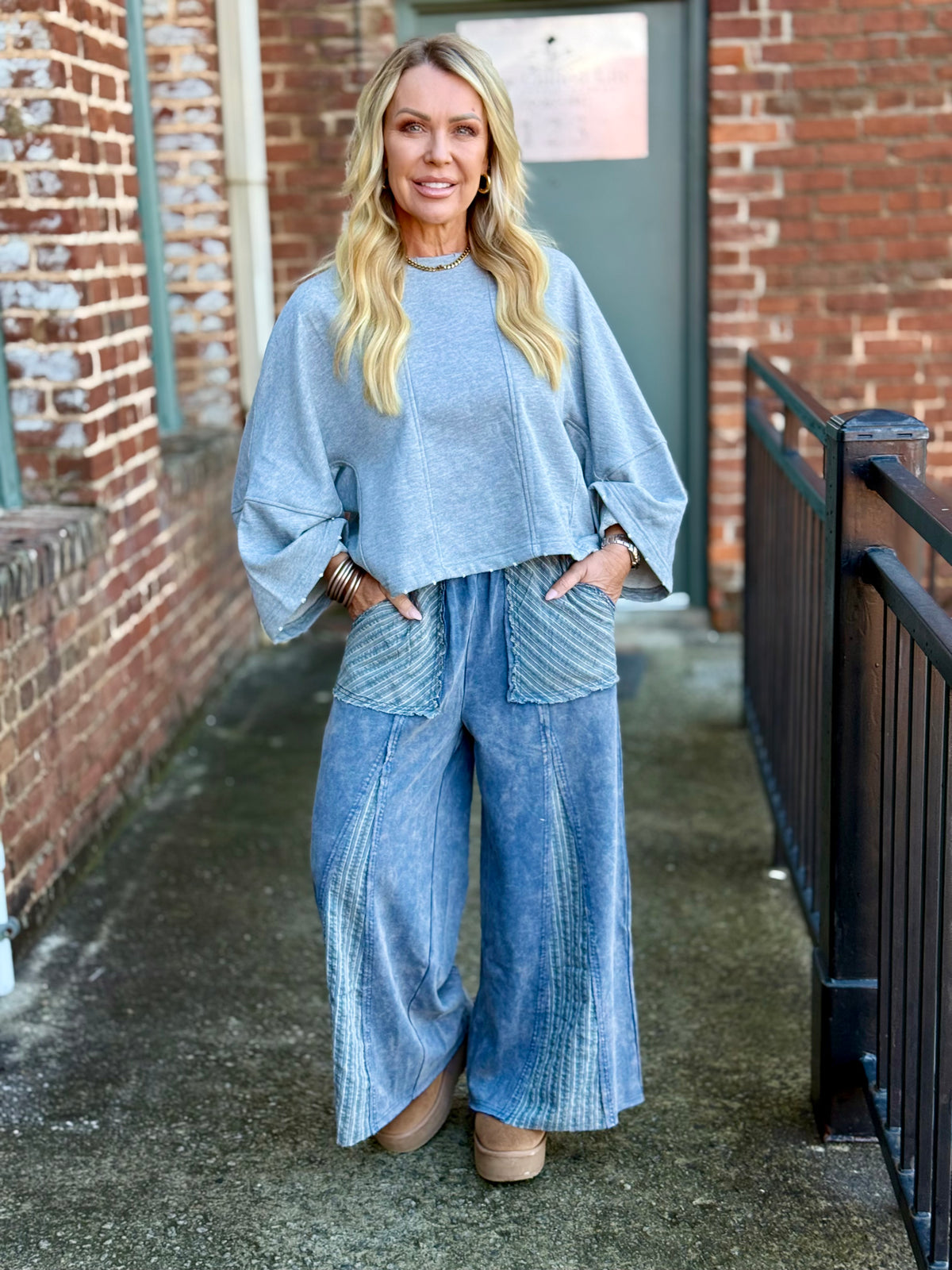 Striped Panel Wide Leg Pants