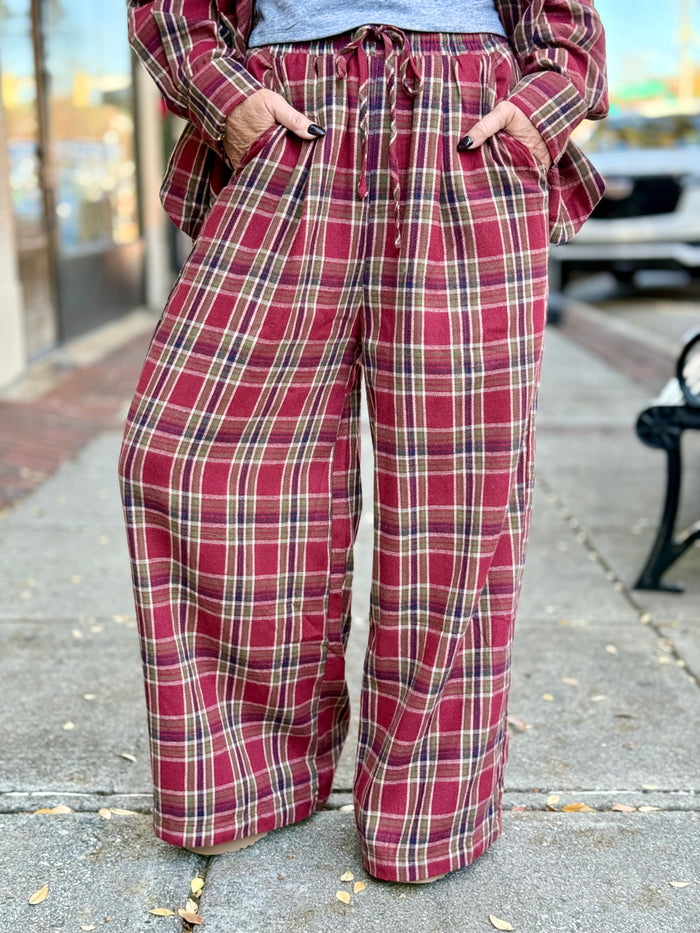 Plaid Wide Leg Pants