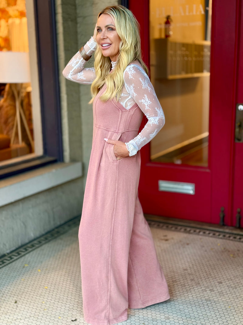 Zipper Front Wide Leg Jumpsuit
