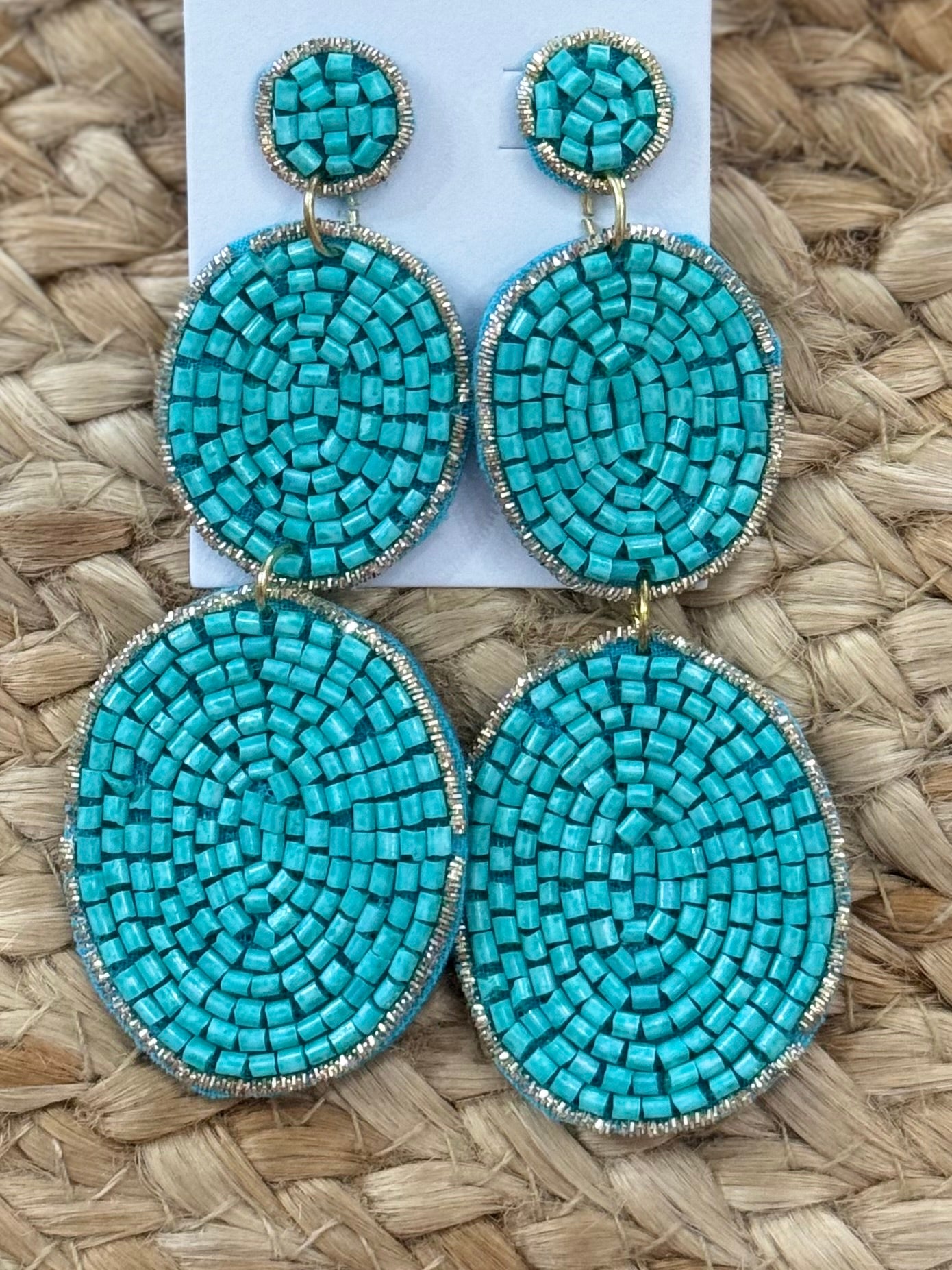 Oval Drop Earrings in Turquoise