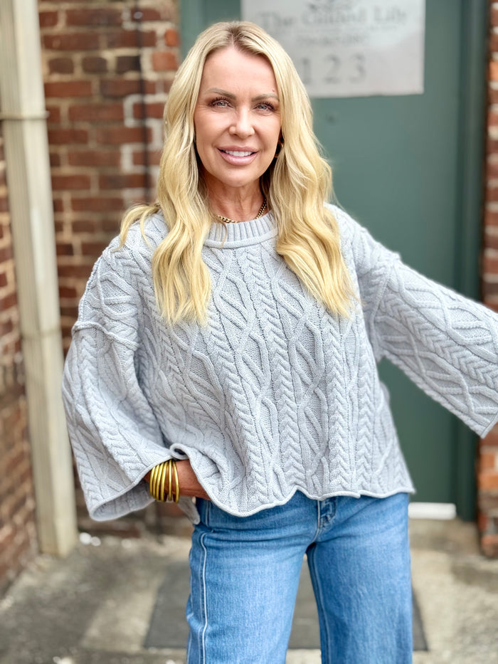 Cropped Cable Knit Sweater