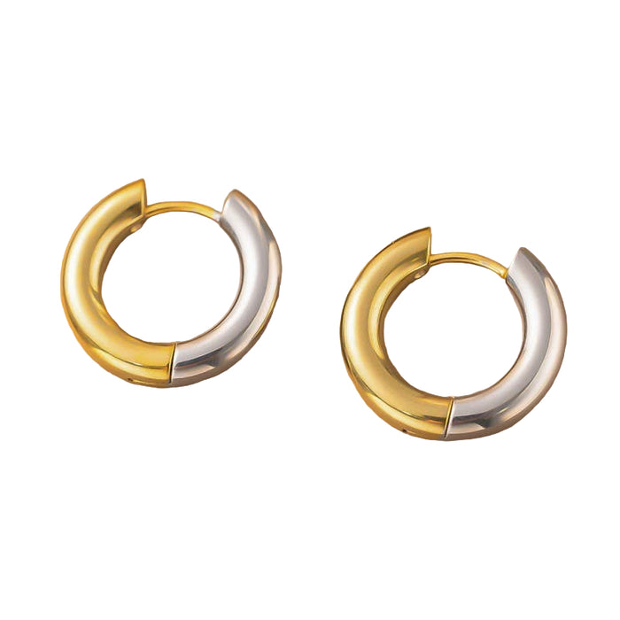 Two Tone Huggie Hoops