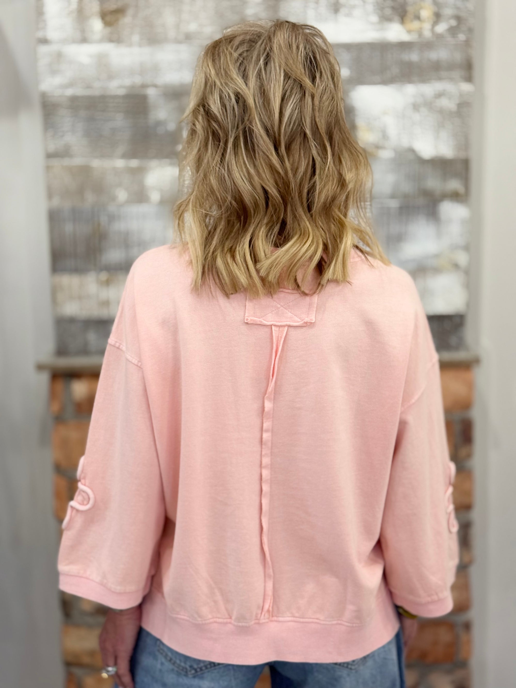 Floral Patch Pullover in Pink