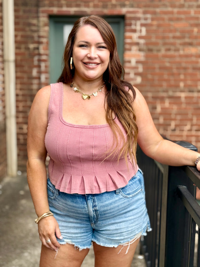 Pleated Front Tank Top | Mauve
