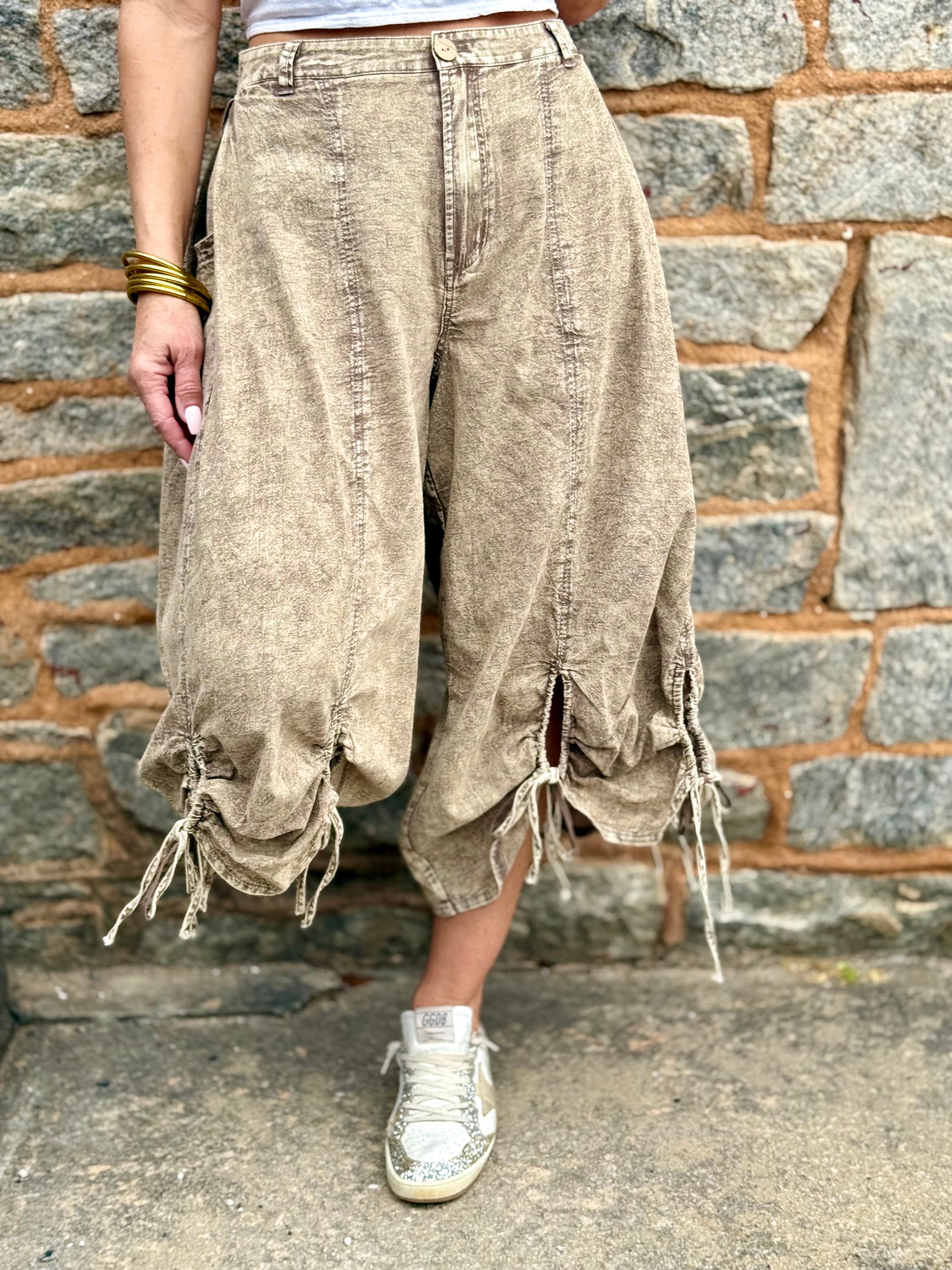 Mineral Washed Cropped Cinch Pants