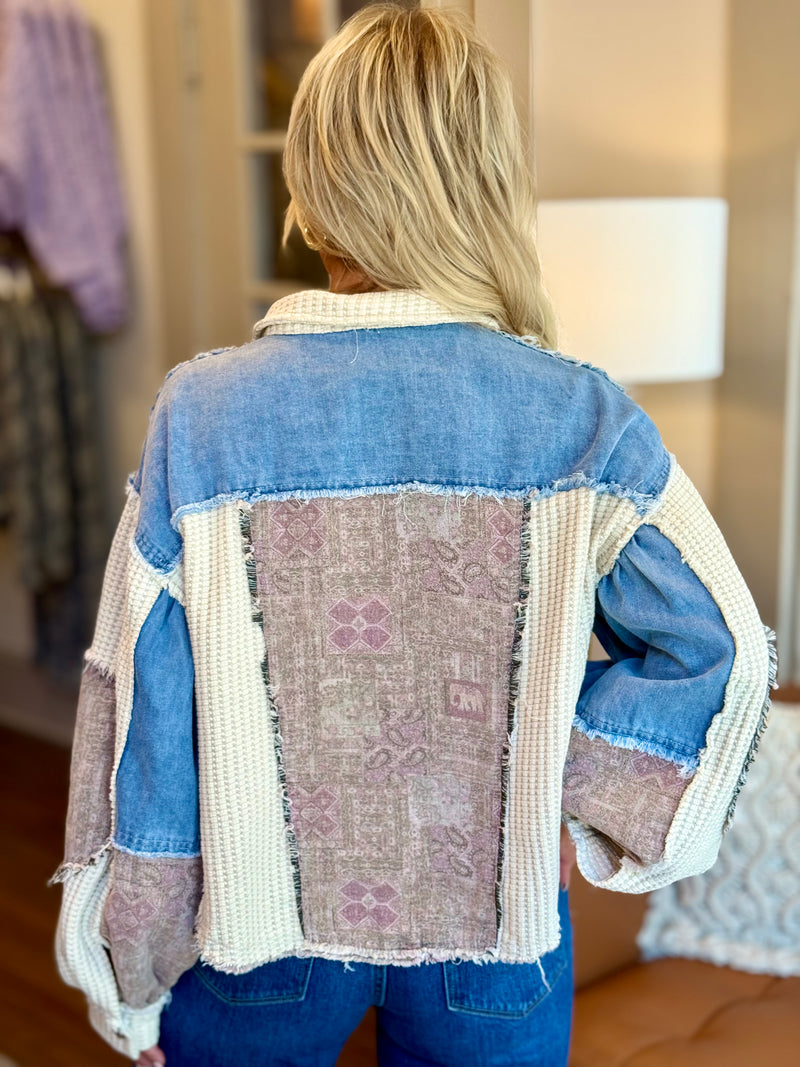 Paisley Mixed Fabric Jacket