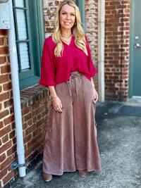 Washed Wide Leg Cargo Pants