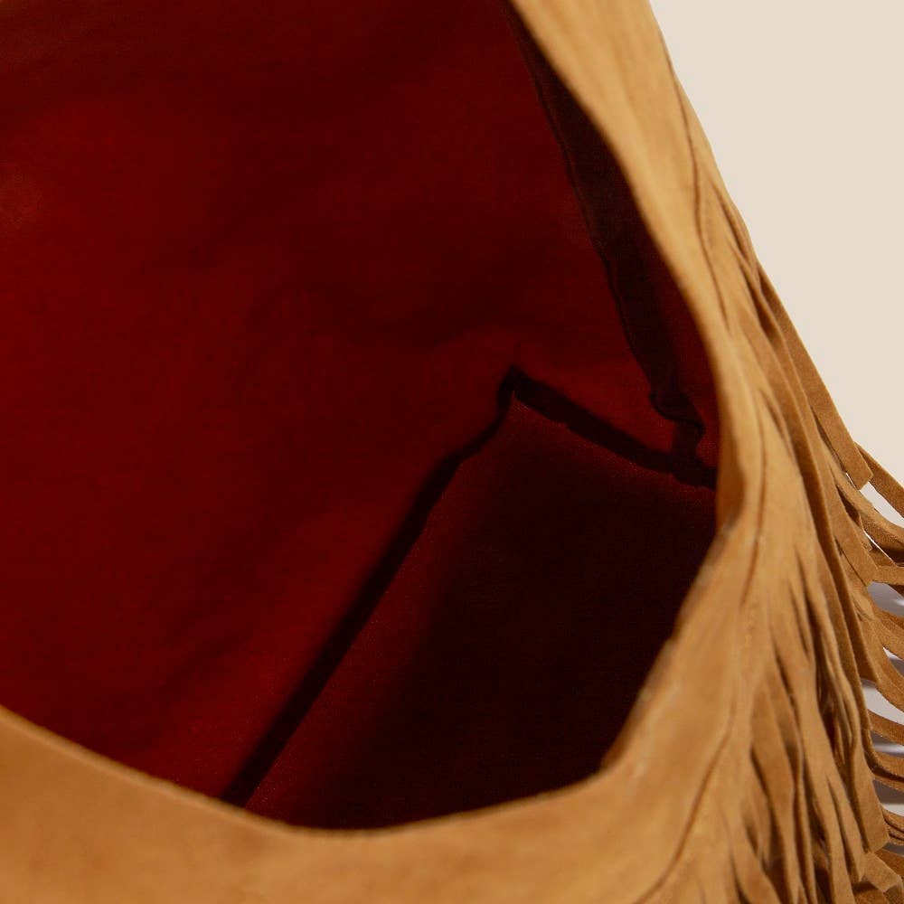 Layered Fringe Suede Bag