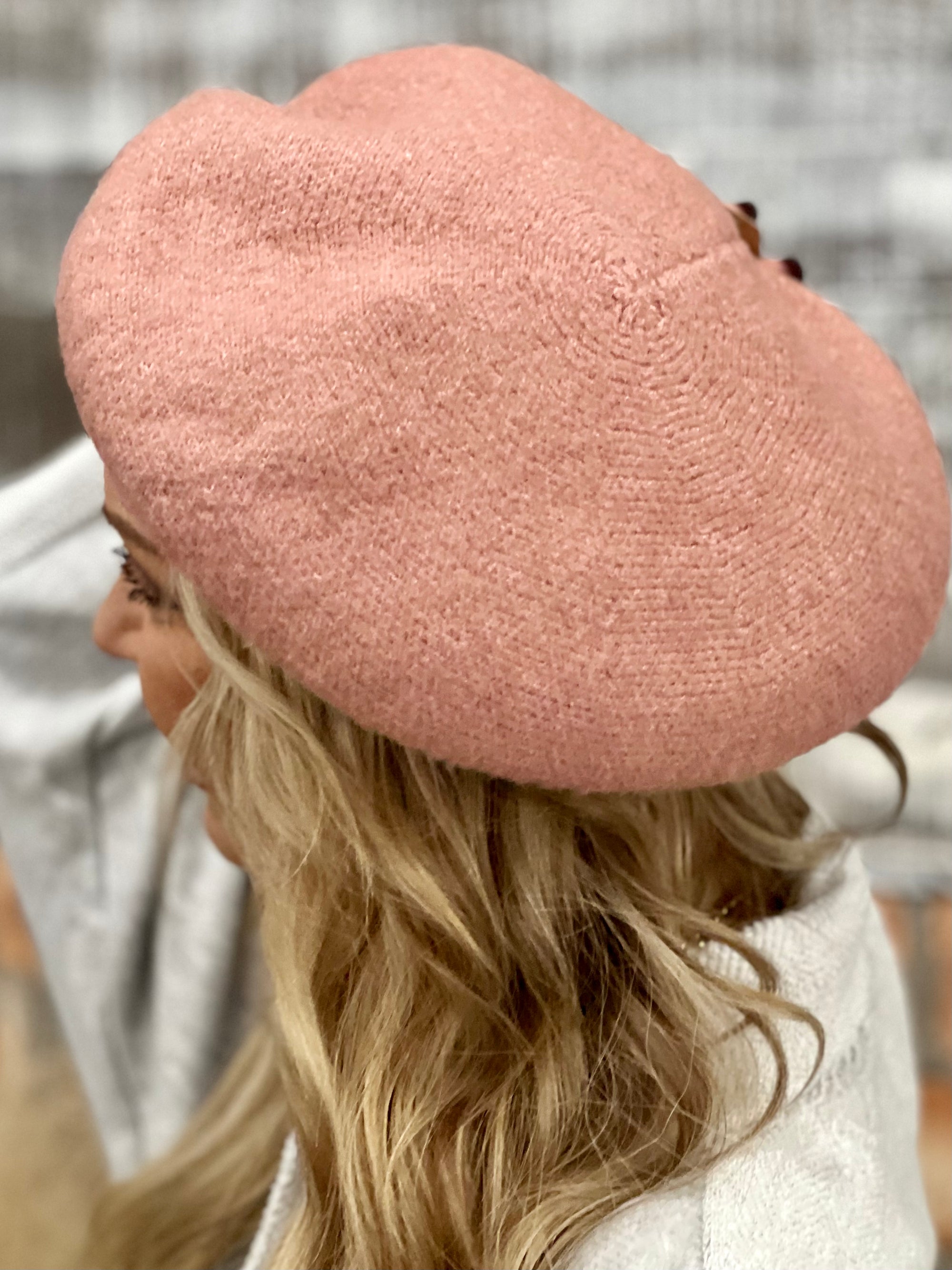 Knit Beret in Blush