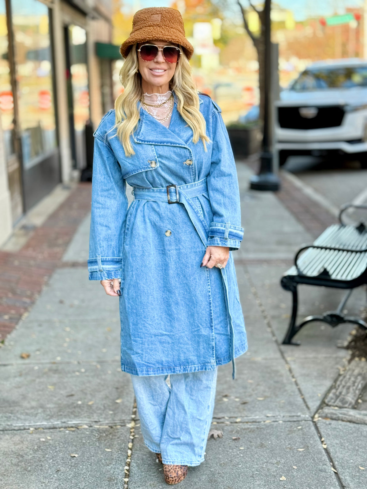 Belted Denim Trench Coat