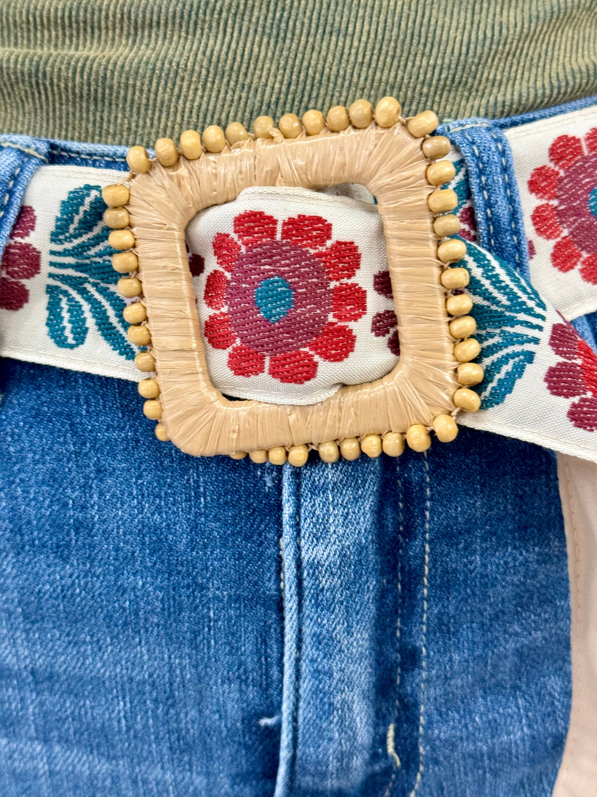 Floral Embroidered Woven Belt