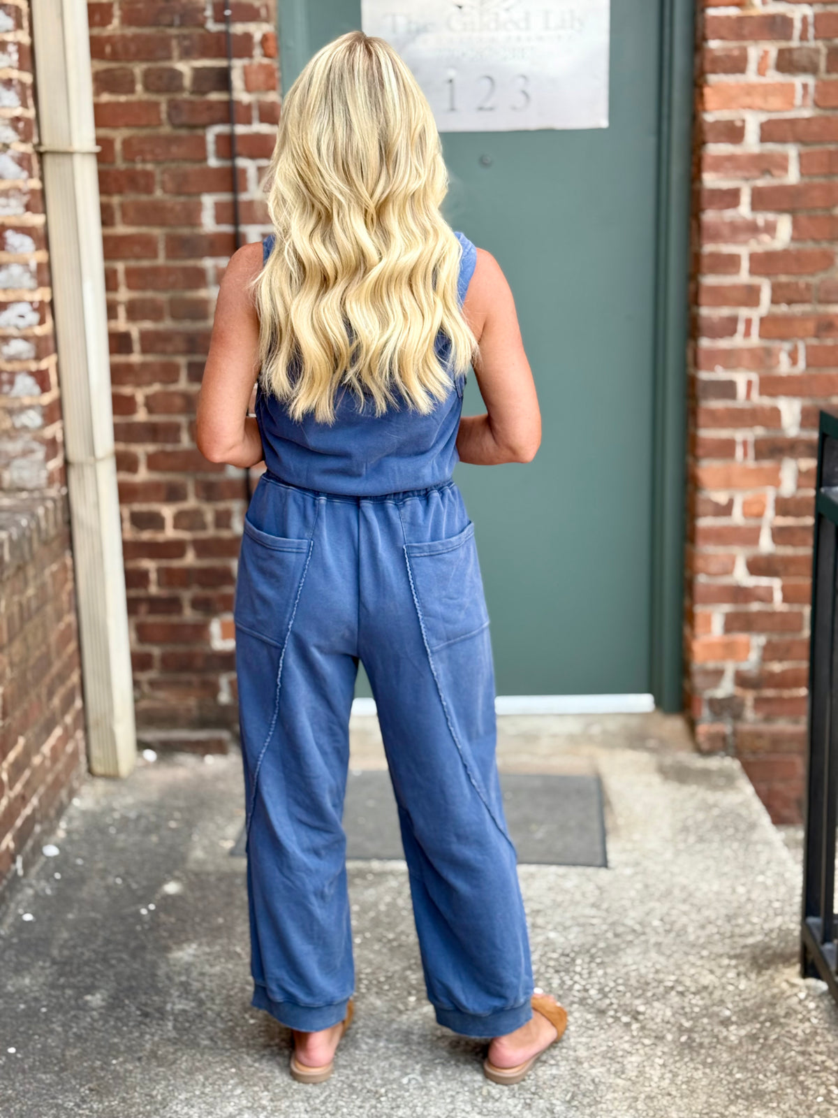 Hooded Zip Up Jogger Jumpsuit | Blue