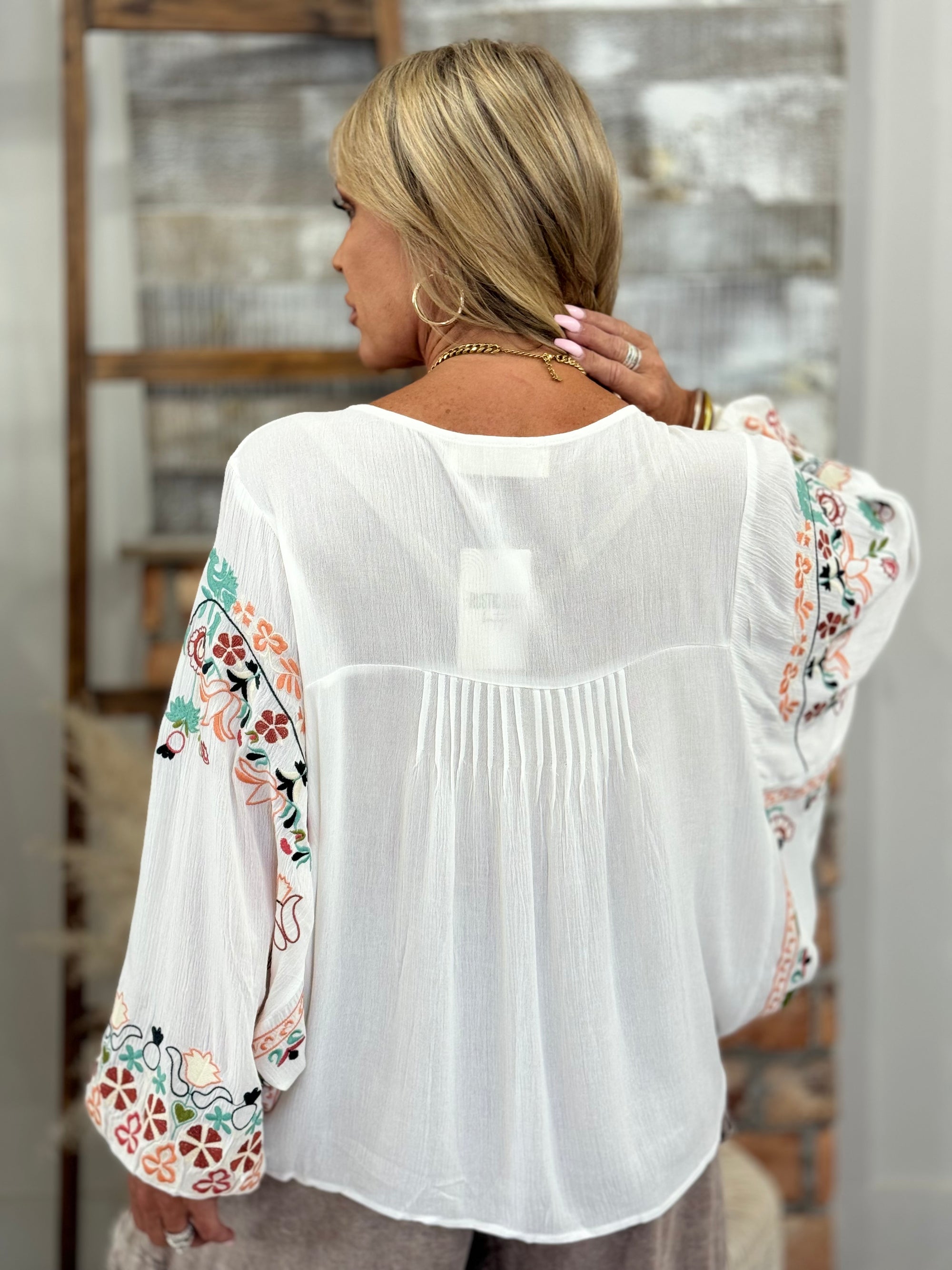 Boho Embroidered Oversized Top