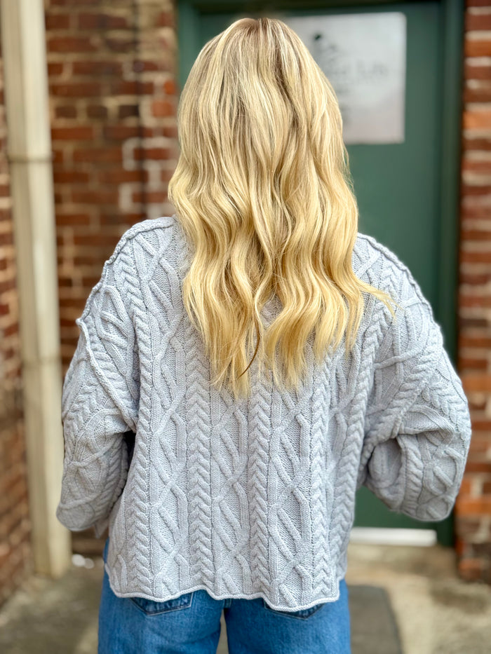 Cropped Cable Knit Sweater