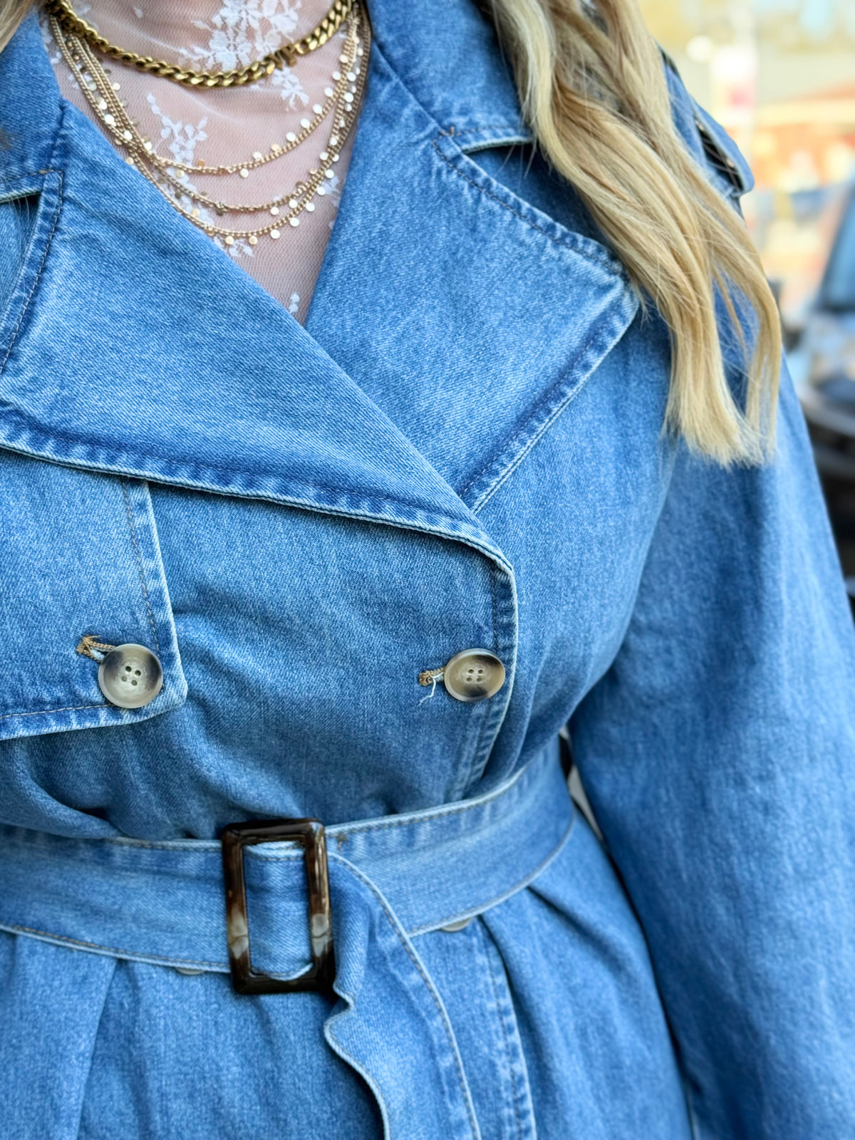 Belted Denim Trench Coat