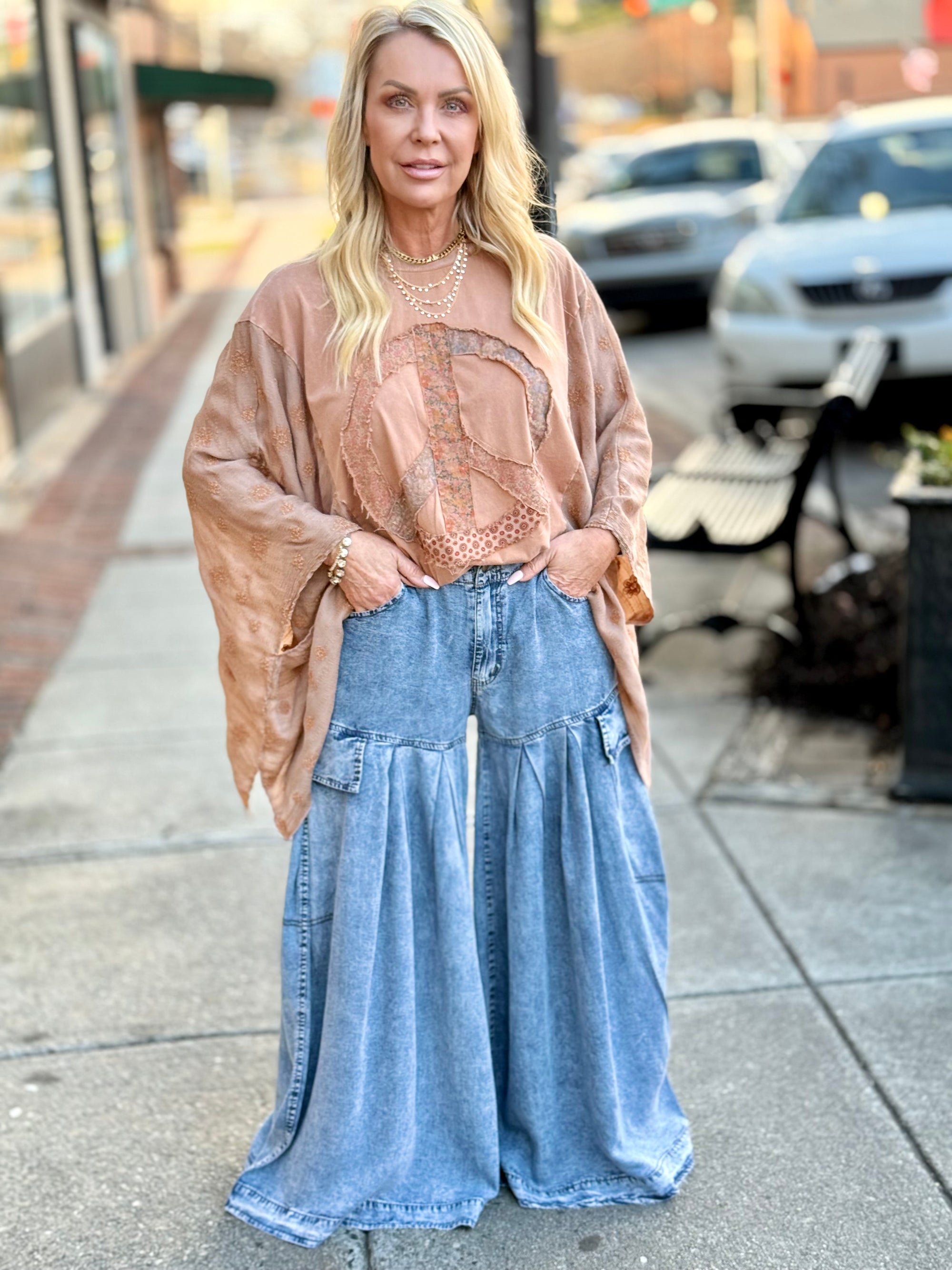 Pleated Wide Leg Cargo Pants