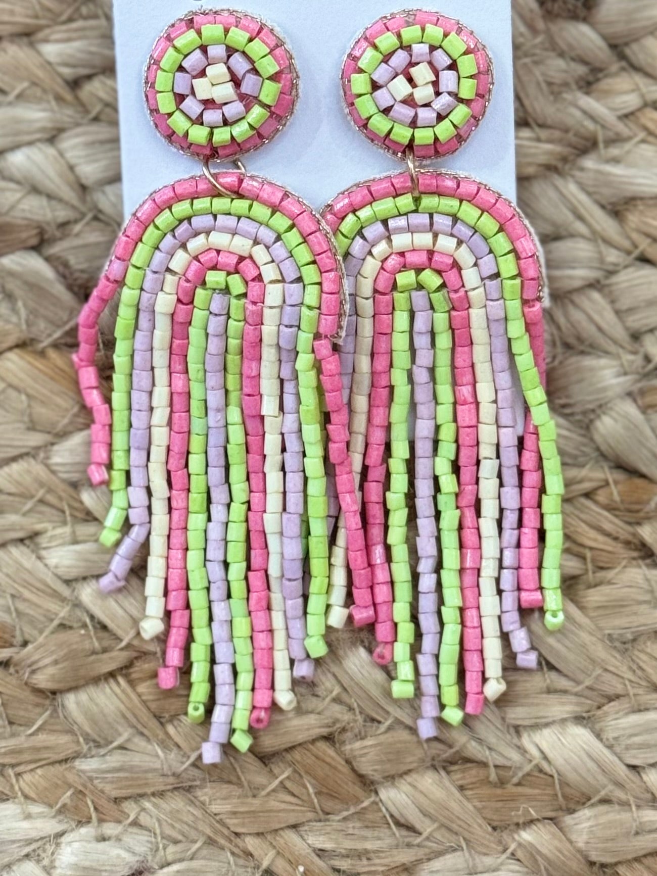 Rainbow Arch Beaded Earrings in Lavender
