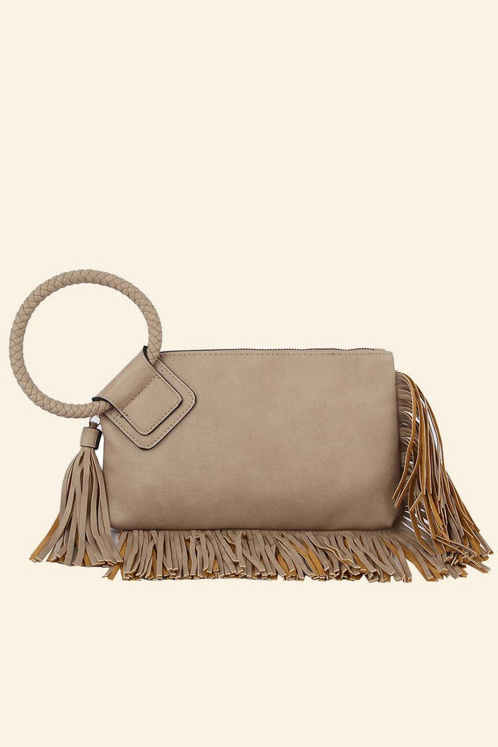 Fringe Wristlet Bag | Taupe