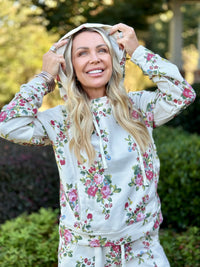 Floral Print Hoodie Top