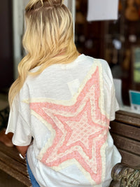 Lace Star Patch Top | White