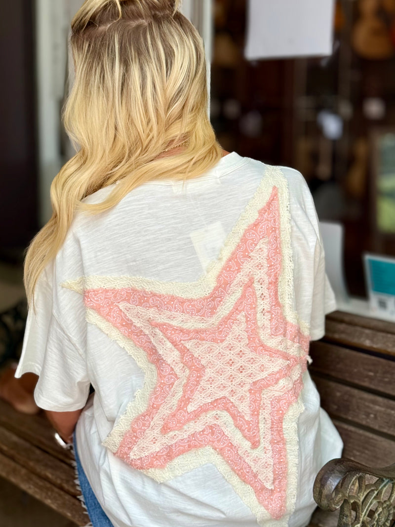 Lace Star Patch Top | White