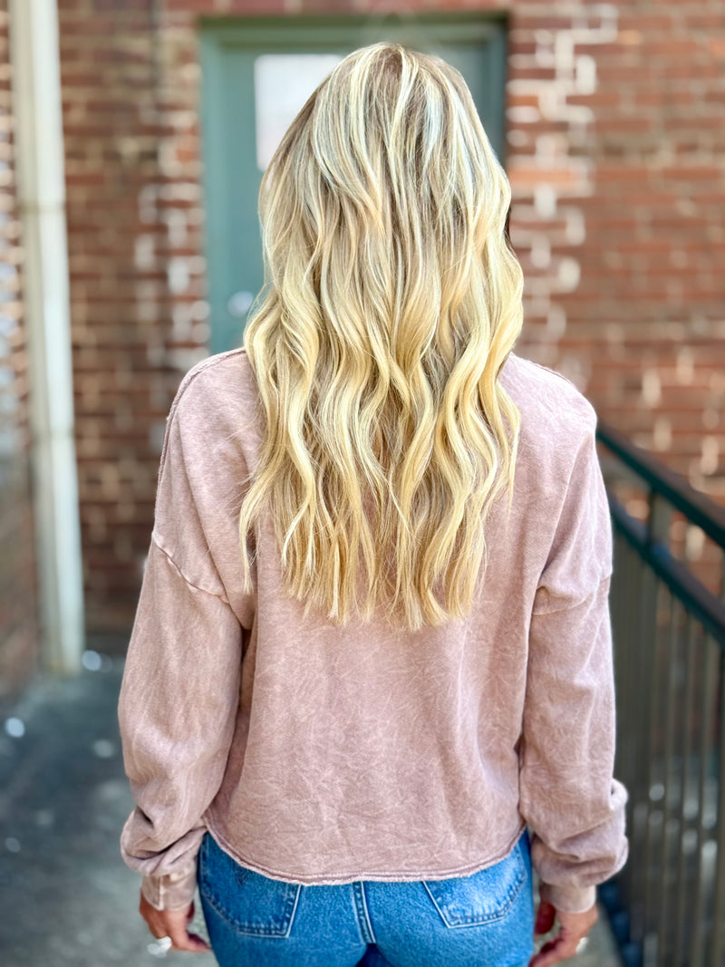 Mock Neck Half Zip Top | Mocha