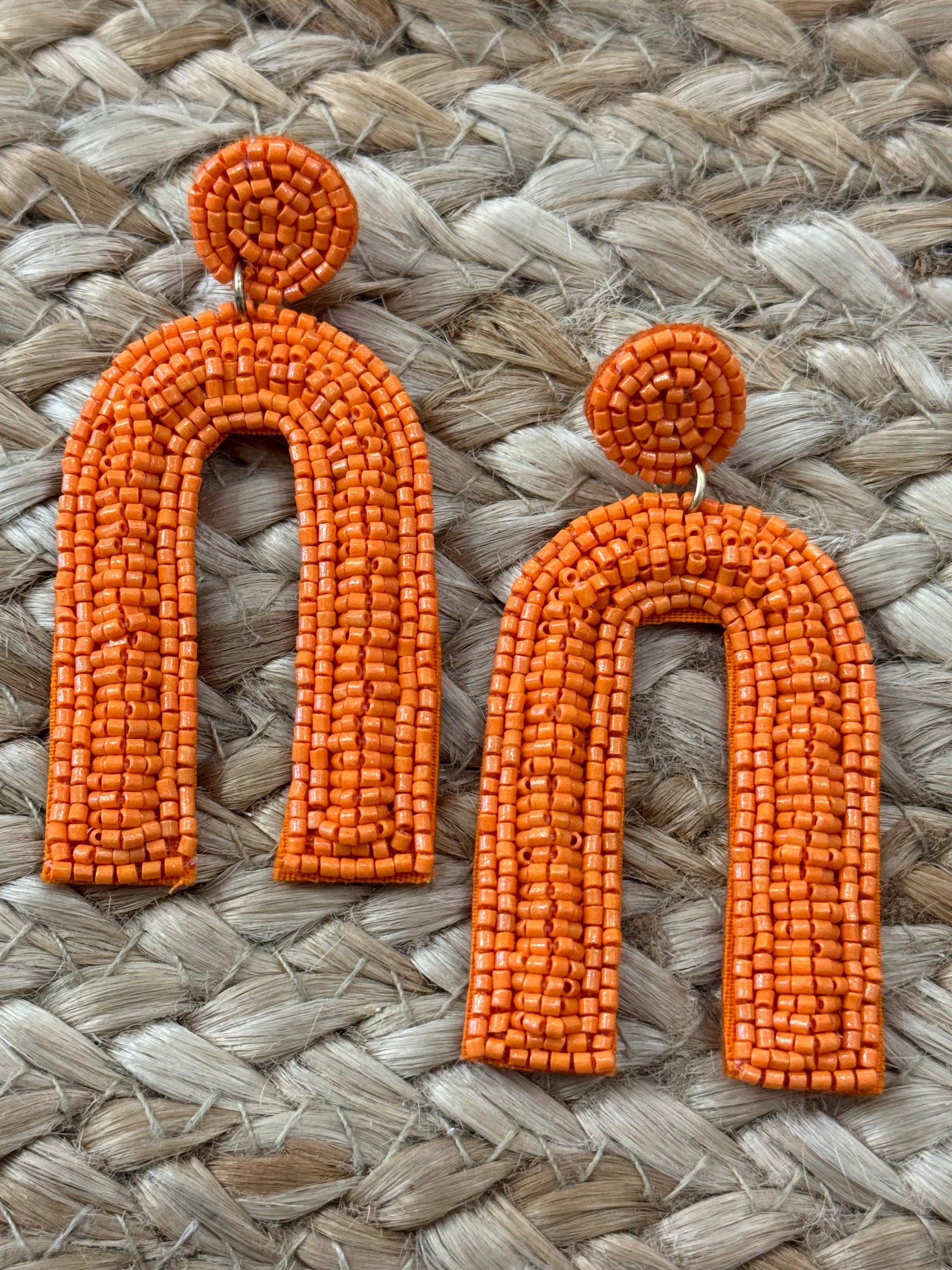 Beaded Arch Earrings in Orange