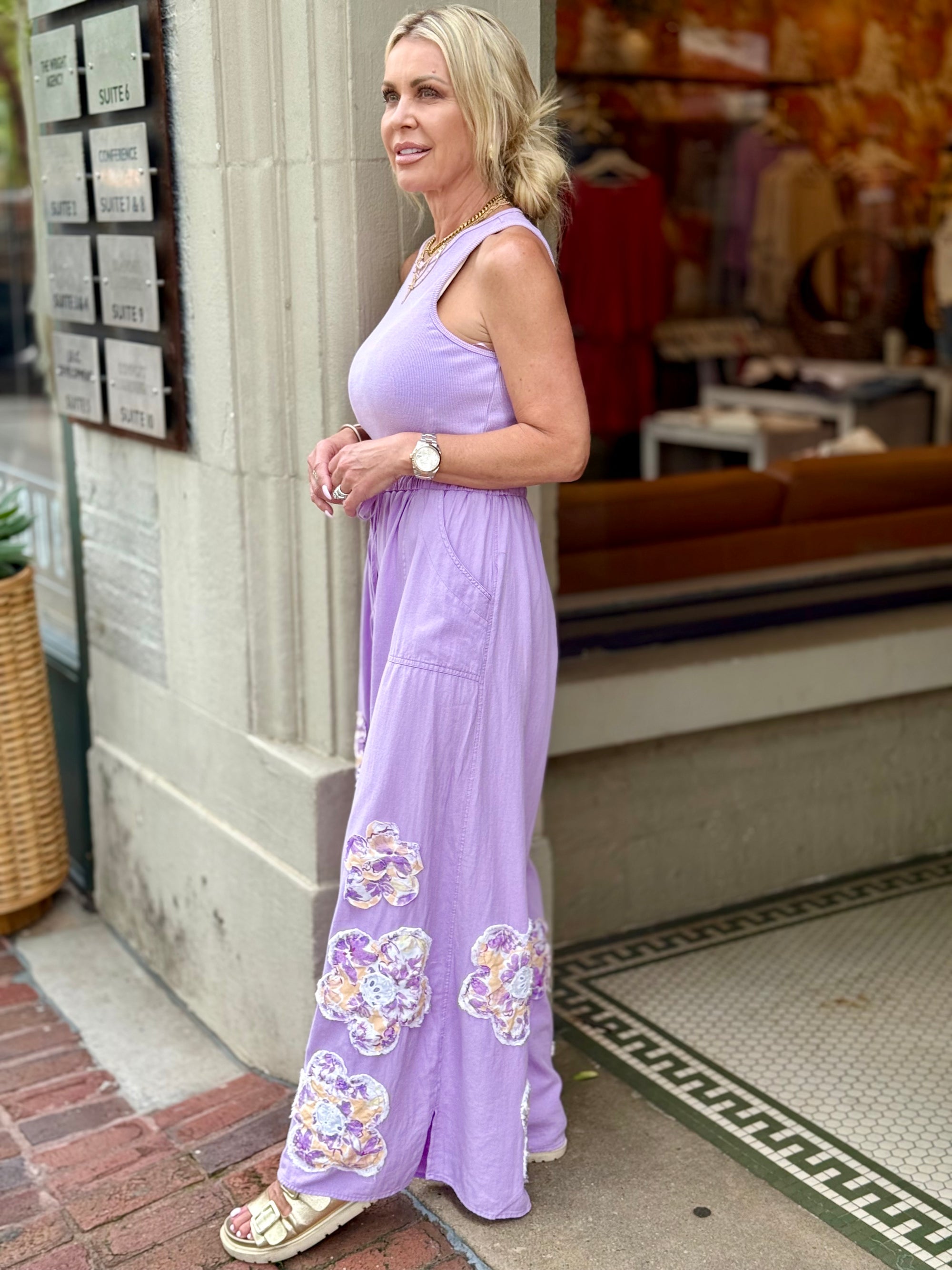 Crochet Floral Wide Leg Jumpsuit