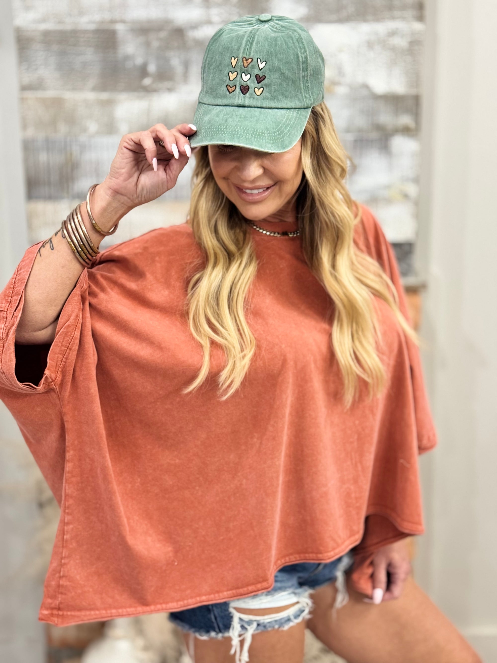 Mineral Washed Slouchy Tee in Rust