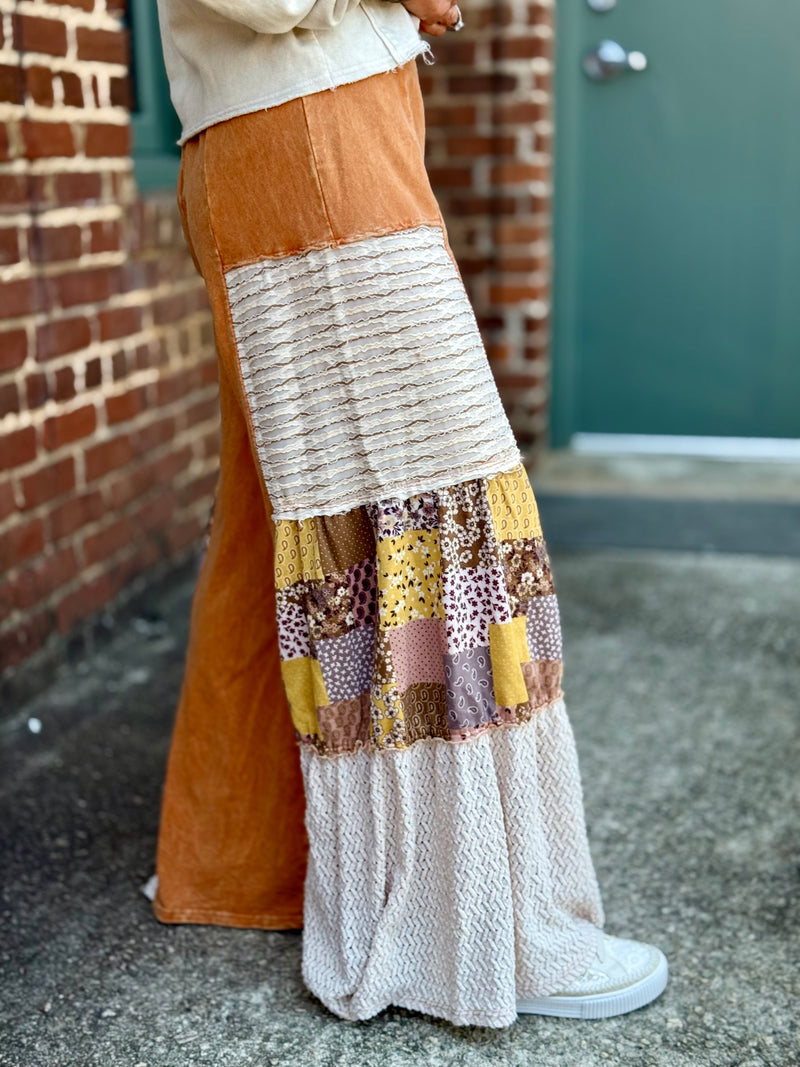 Boho Patchwork + Lace Flare Pants
