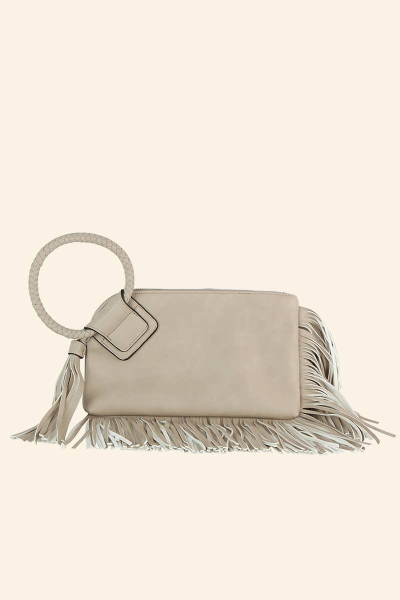Fringe Wristlet Bag | Oatmeal