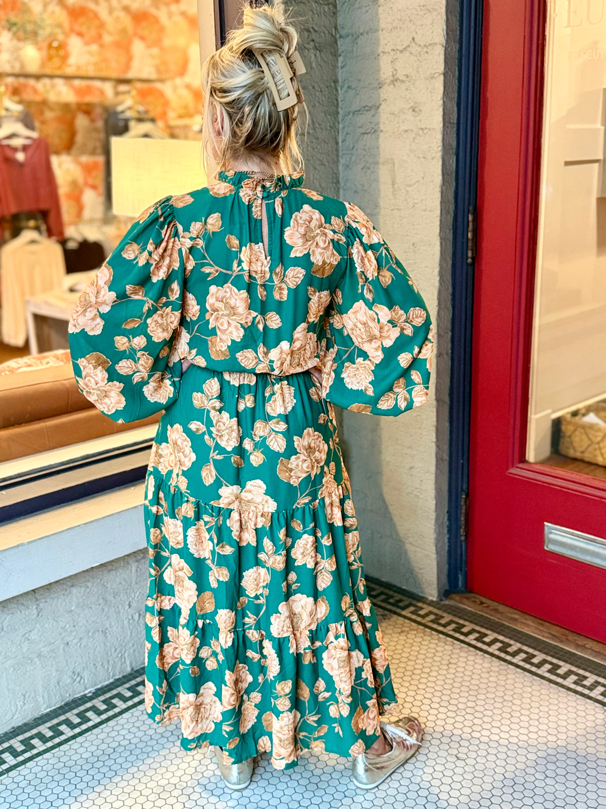 Floral Print Tiered Maxi Dress