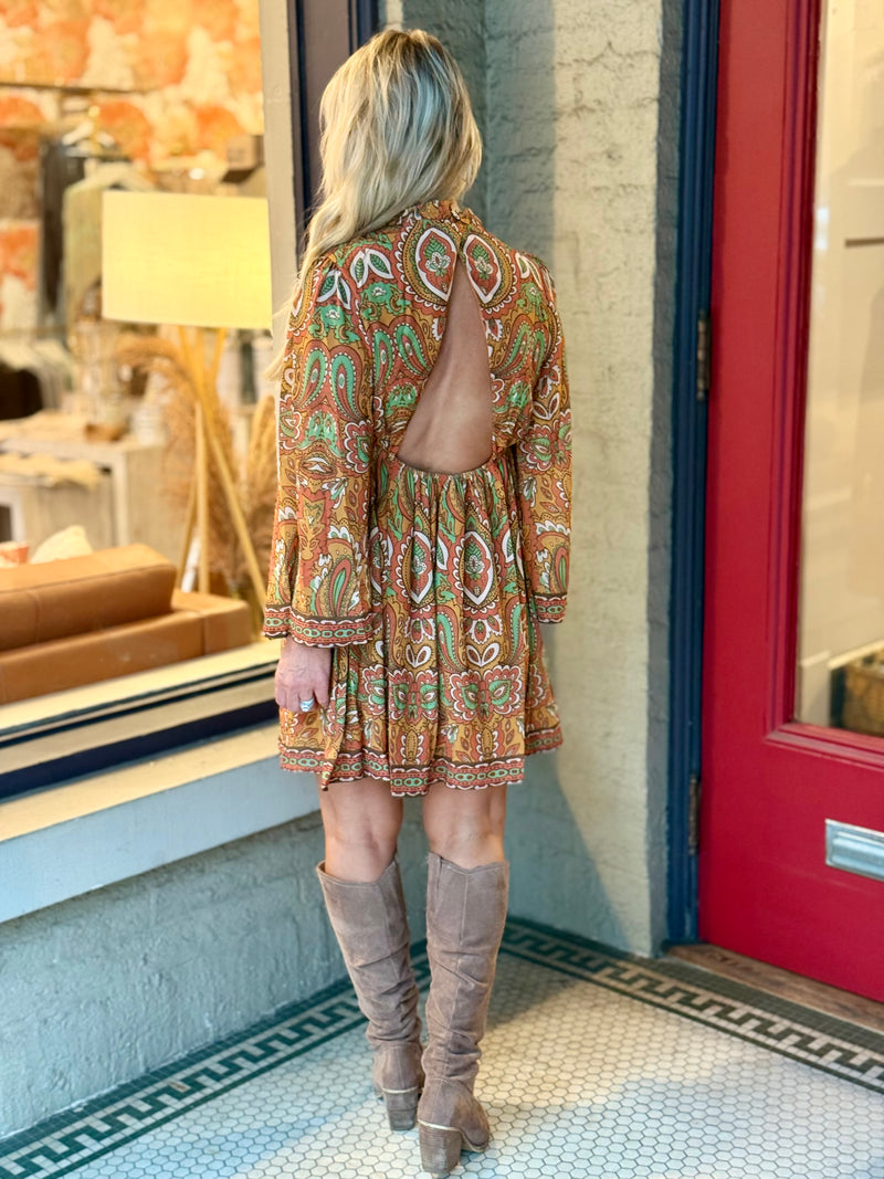 Printed Back Cutout Dress