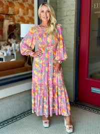 Floral Print Smocked Maxi Dress