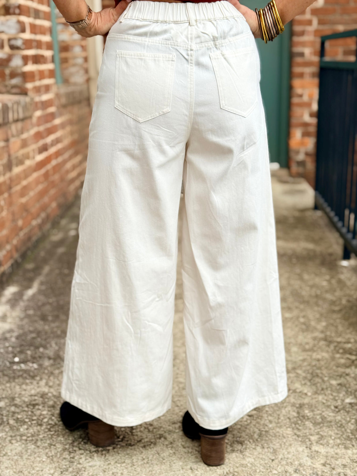 Floral Embroidered Wide Leg Pants