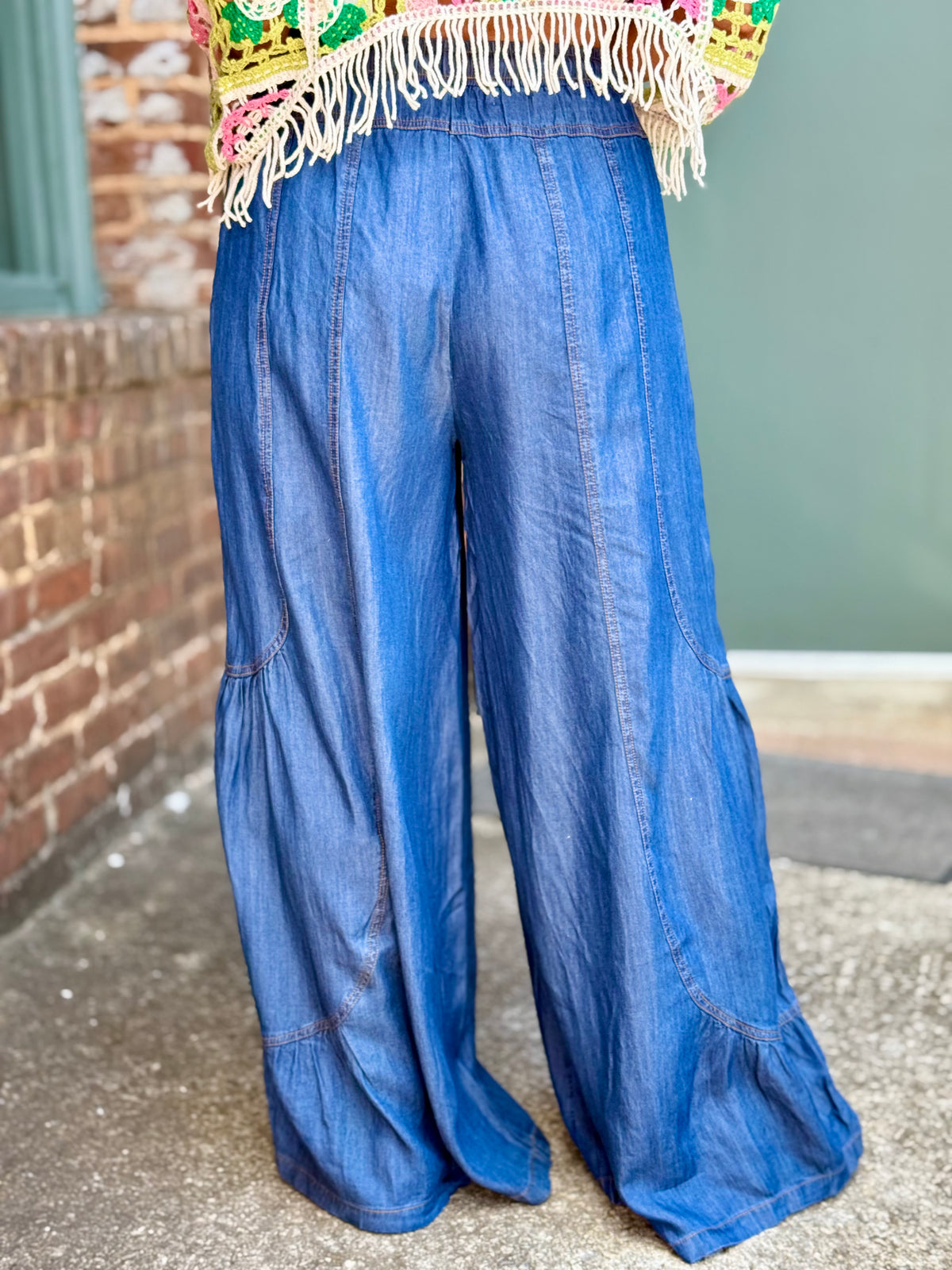 Tencel Drawstring Wide Leg Pants