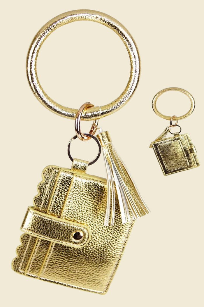 Scalloped Key Chain Card Holder | Gold