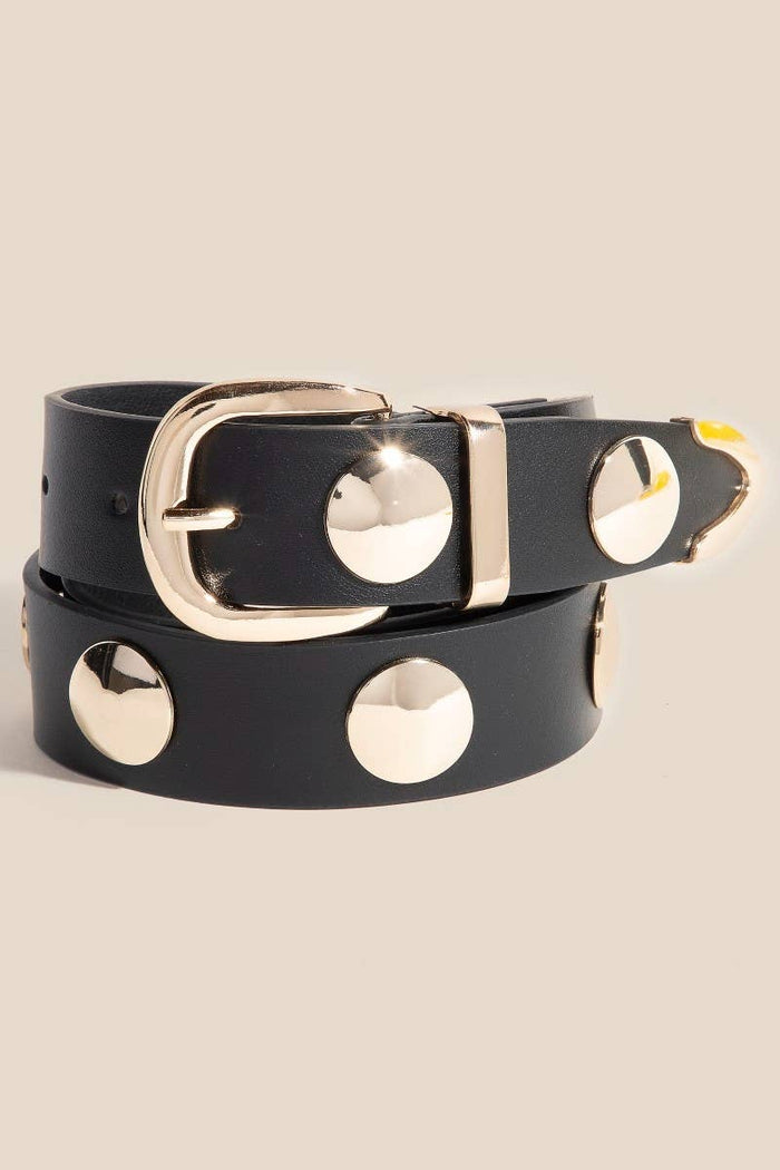 Metallic Studded Belt | Black