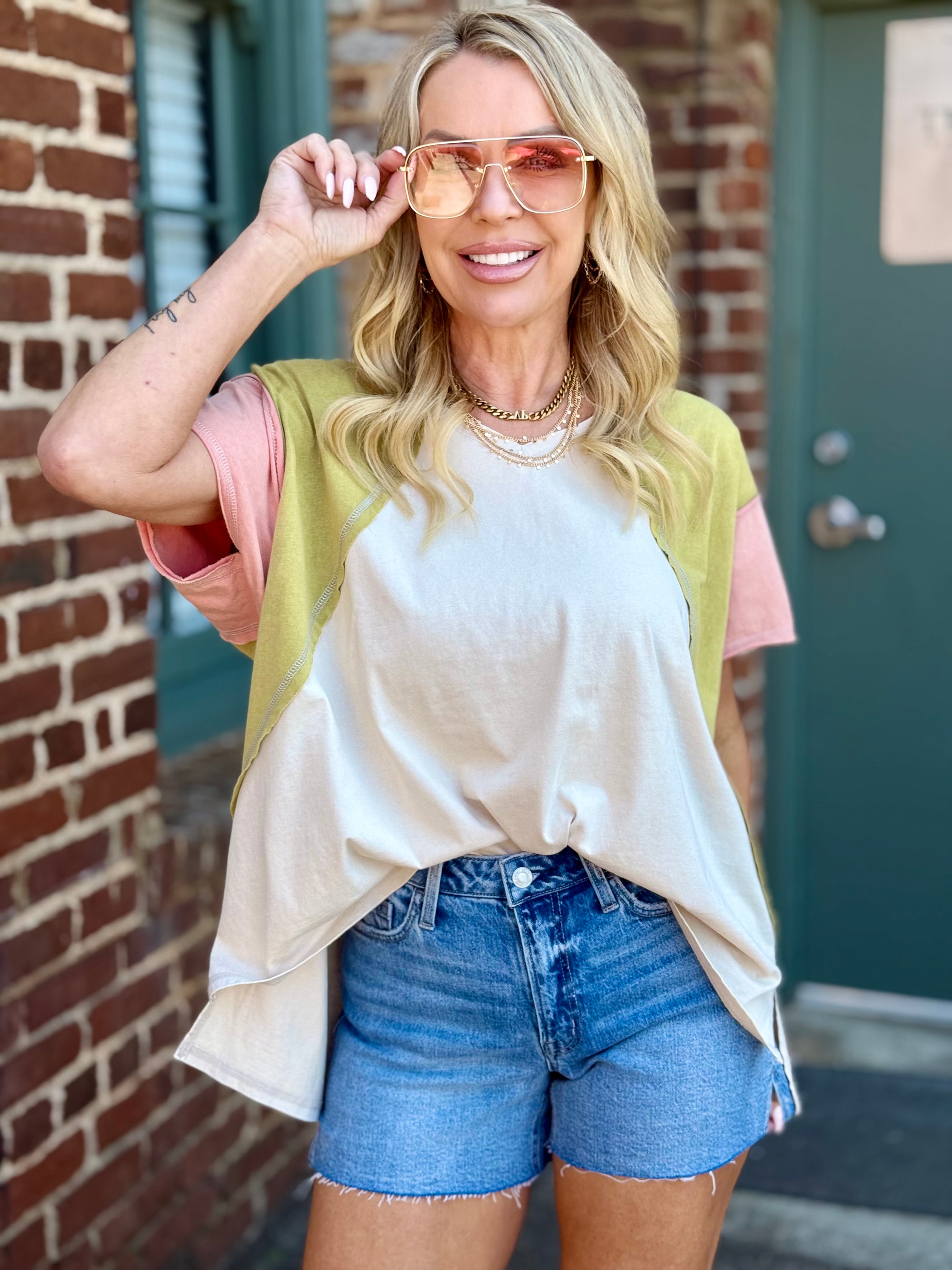 Oversized Color Block Top